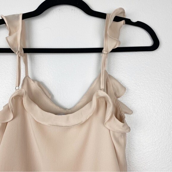 Lulu's Utterly Lovely Blush Ruffled Trimmed V-Neckline Cami Tank Top Size S - Picture 7 of 10